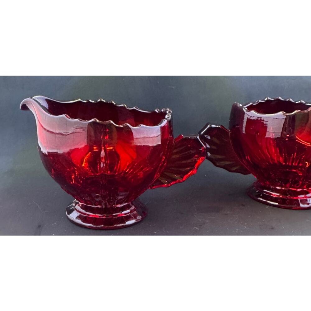 New Martinsville Viking Glass 1930's Cream amd Sugar Set